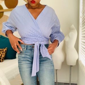 Zara Striped Wrap Top